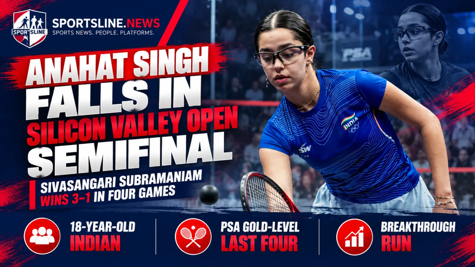 Anahat Singh’s run at the 2026 Silicon Valley Open ended in the semifinal against Malaysia’s Sivasangari Subramaniam.