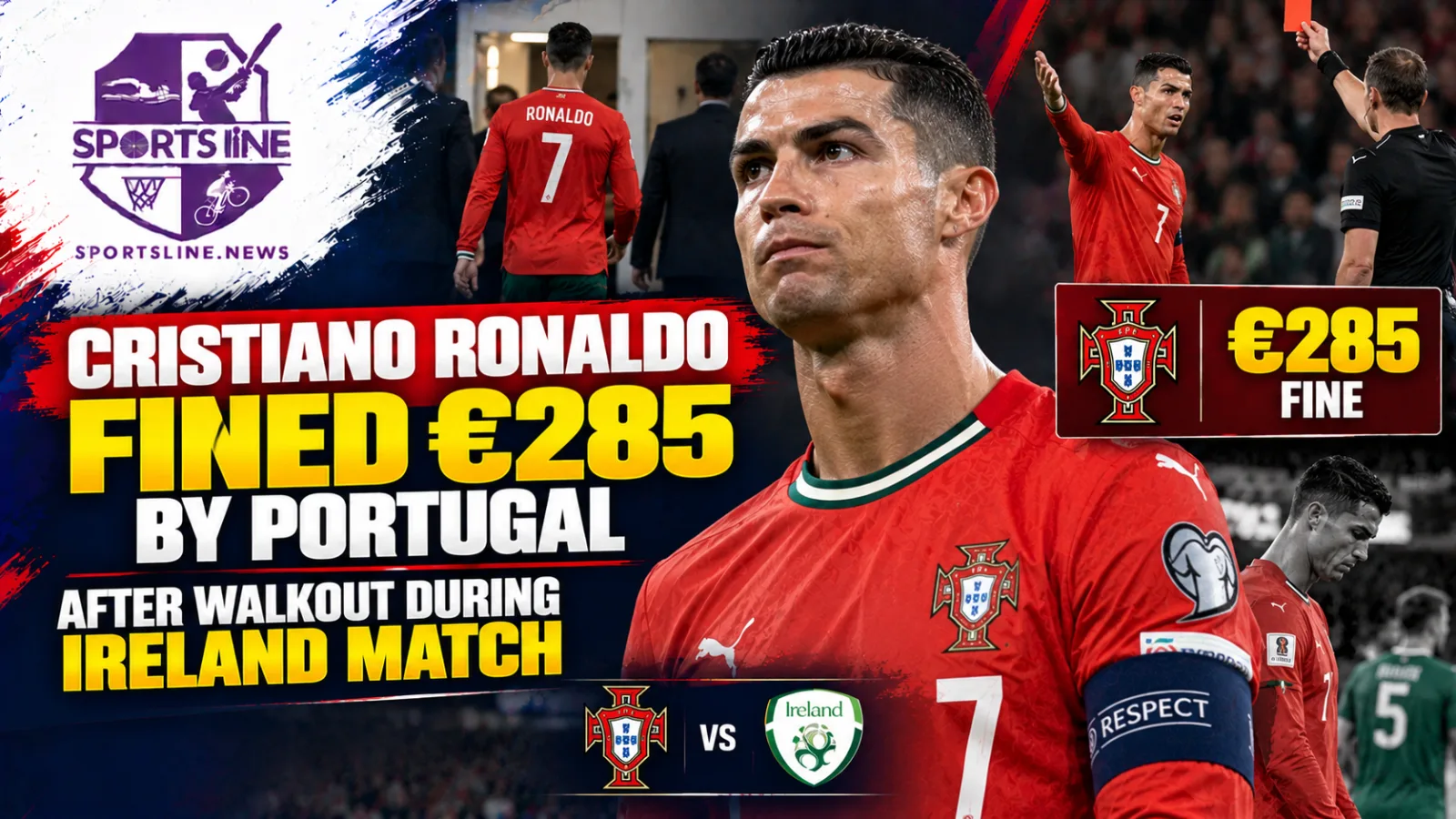 Cristiano Ronaldo representing Portugal during an international football match.
