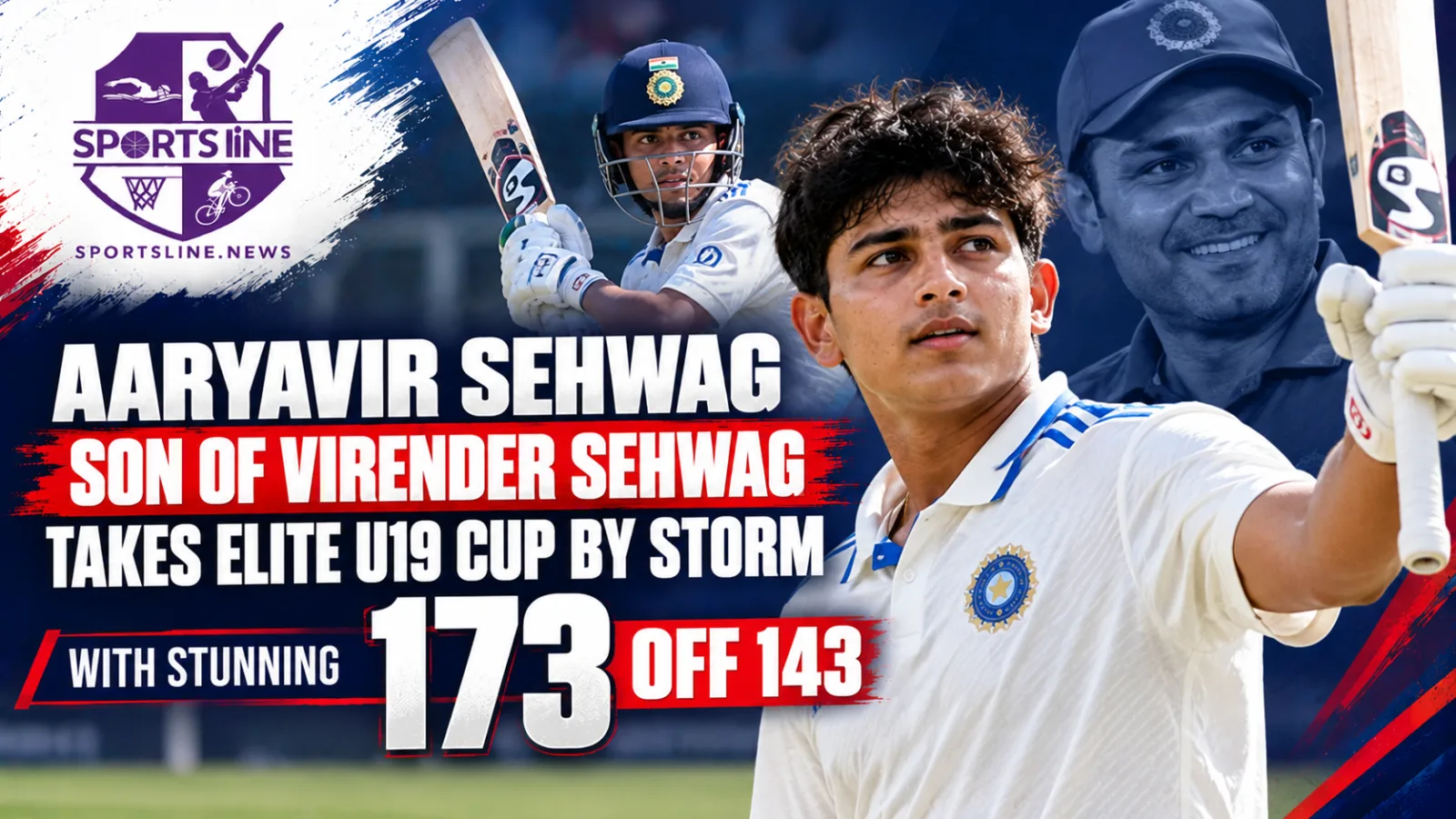 Aaryavir Sehwag scored 173 off 143 balls for Delhi Under-19 in the Vinoo Mankad Trophy. Photo credit: Verify in admin.