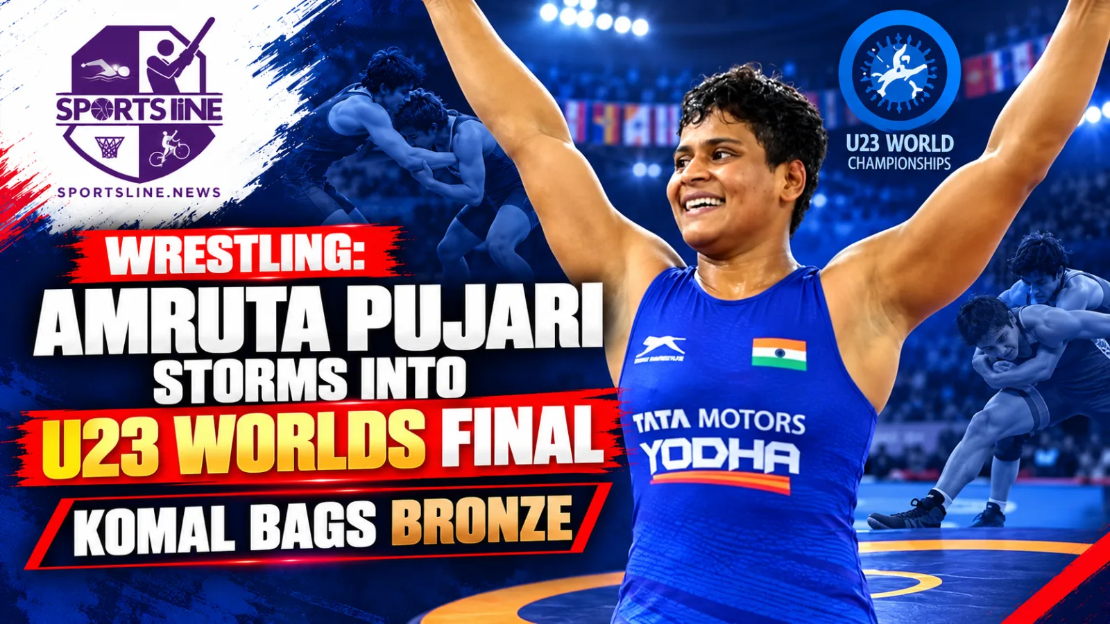 India’s Amruta advanced to the final at the U23 World Wrestling Championships, while Komal claimed a bronze medal, according to an NDTV report. The results added two podium-level achievements to India’s campaign at the under-23 global event.
