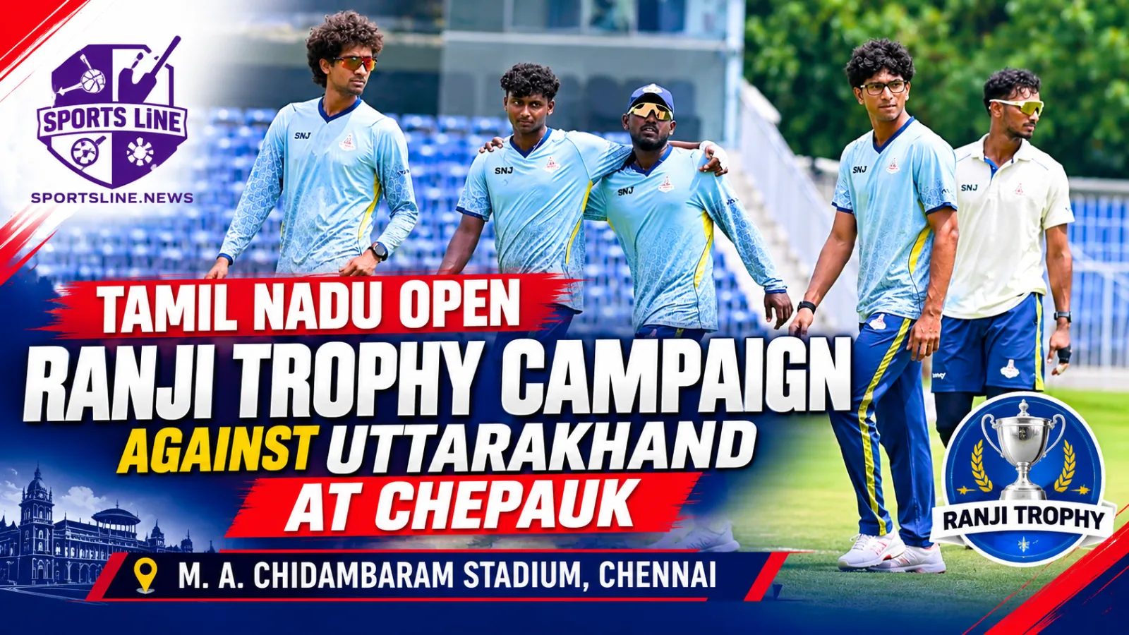 Tamil Nadu are scheduled to open their 2026–27 Ranji Trophy campaign against Uttarakhand at M.A. Chidambaram Stadium in Chennai.