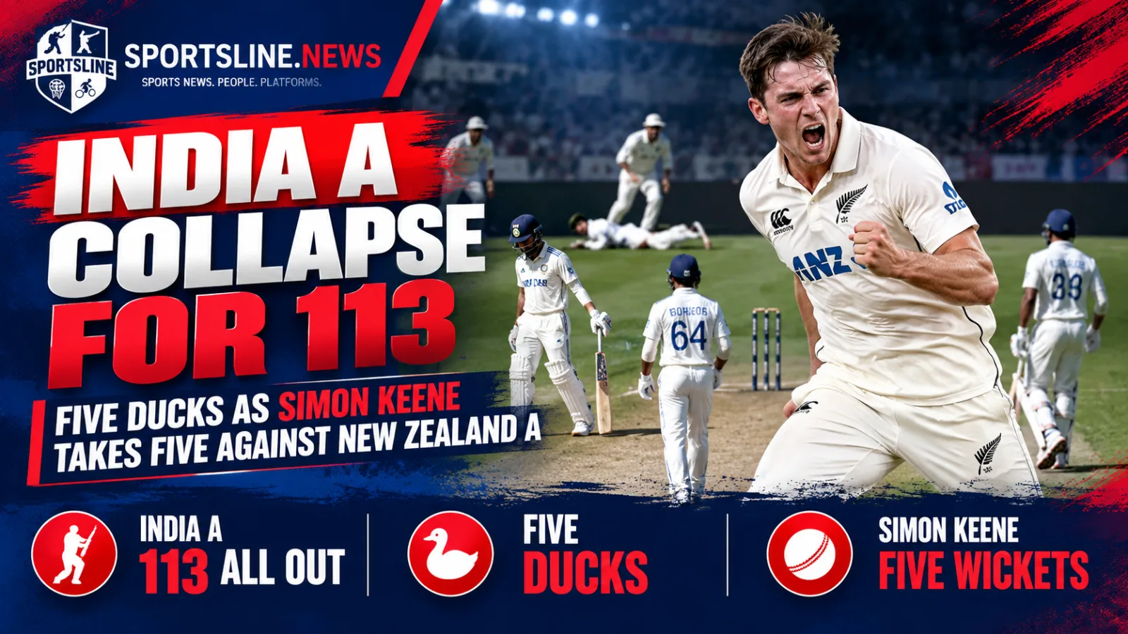 India A batters struggled against New Zealand A in the first unofficial Test at Lincoln.
