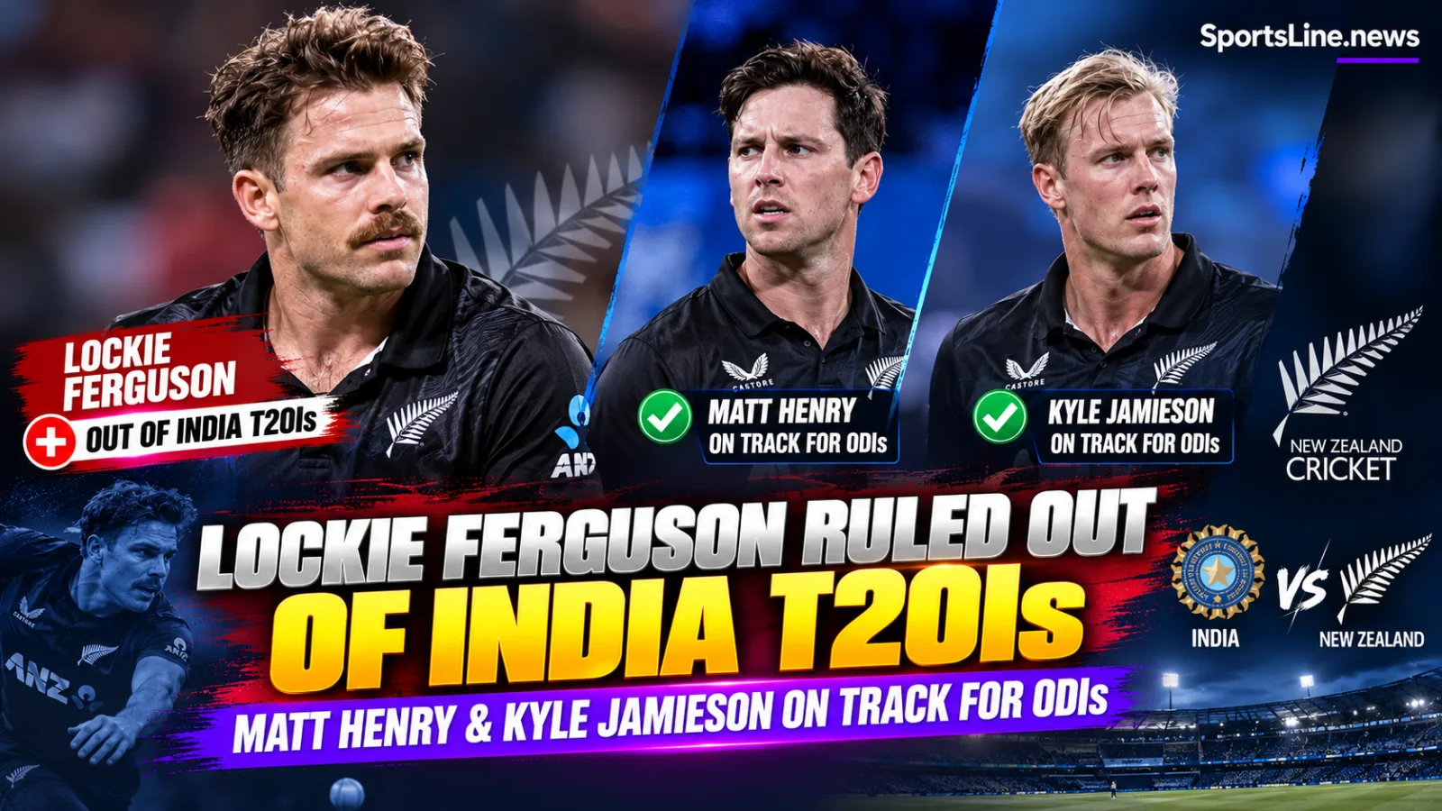 New Zealand have ruled Lockie Ferguson out of the remaining India T20Is, while Matt Henry and Kyle Jamieson are expected to rejoin the squad for the ODI series.