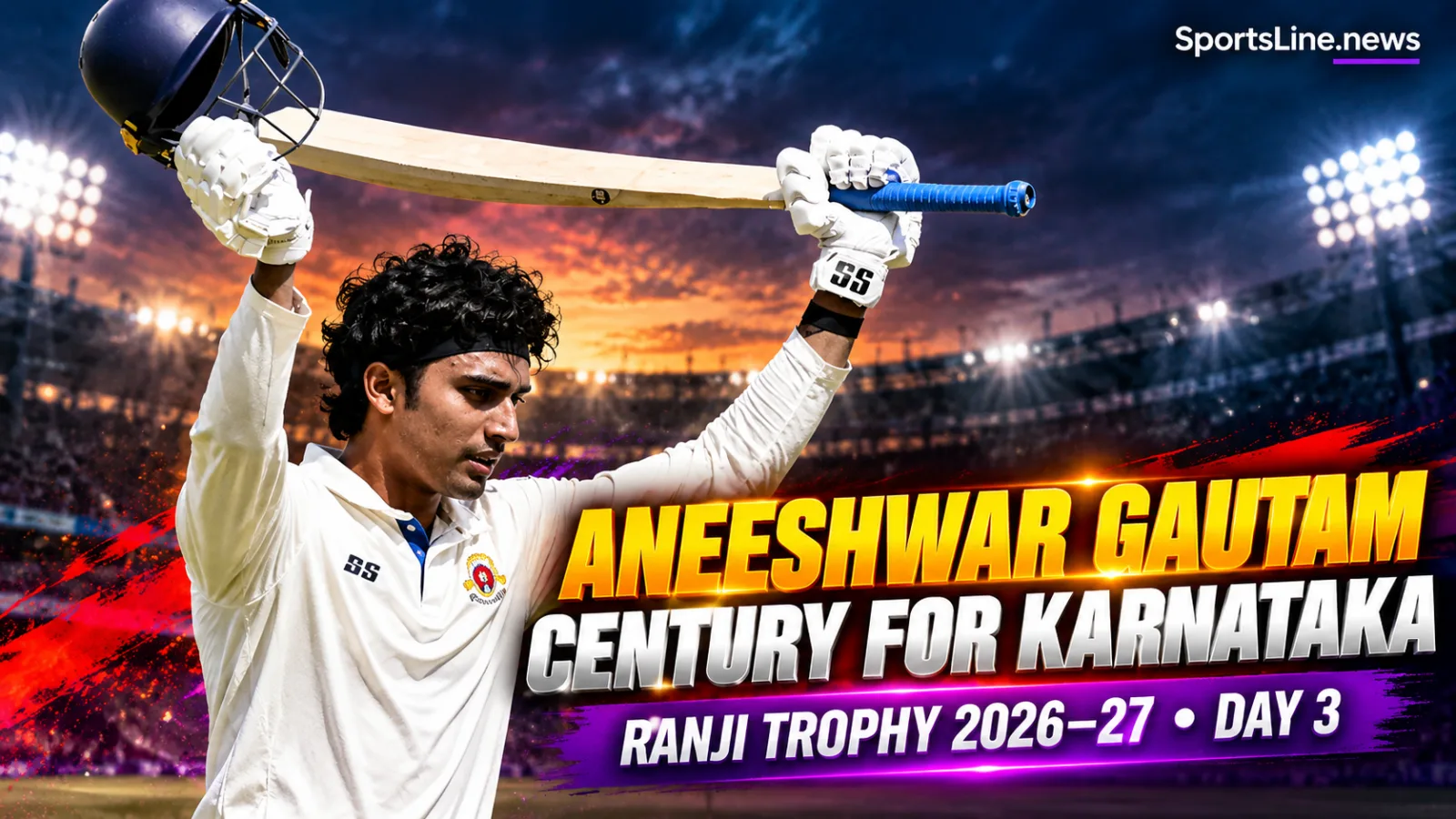 Aneeshwar Gautam scored a century for Karnataka against Tripura in the Ranji Trophy 2026–27.