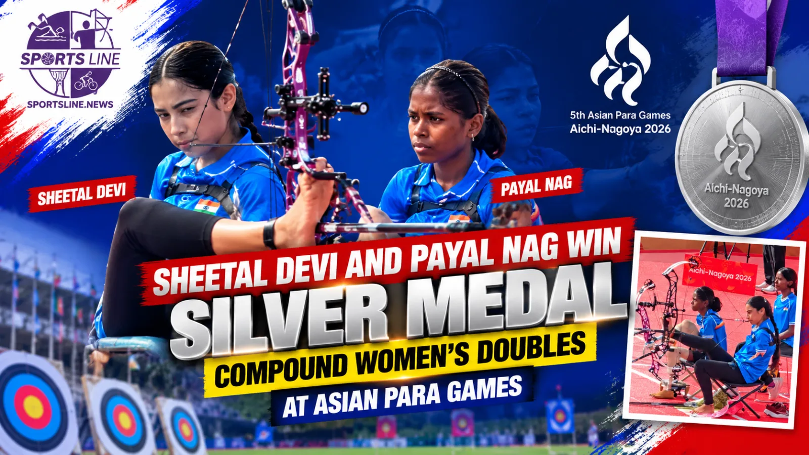 Sheetal Devi and Payal Nag compete in the women’s compound doubles at the Aichi-Nagoya 2026 Asian Para Games.