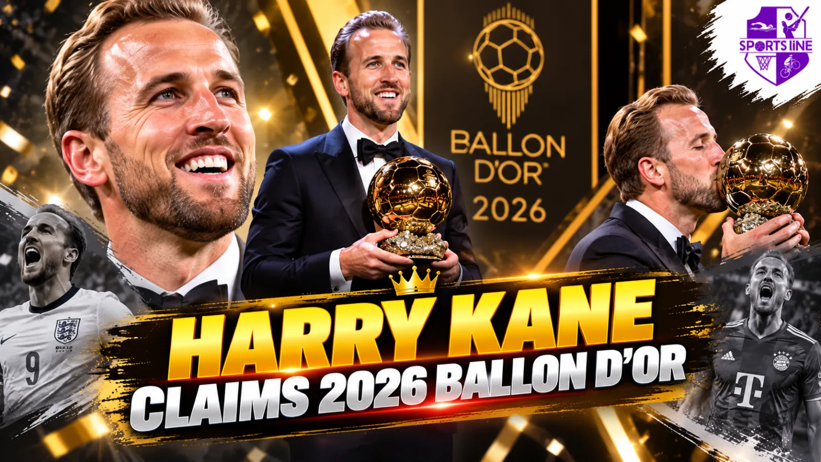 Harry Kane celebrates after winning the 2026 men’s Ballon d’Or in London on October 26.