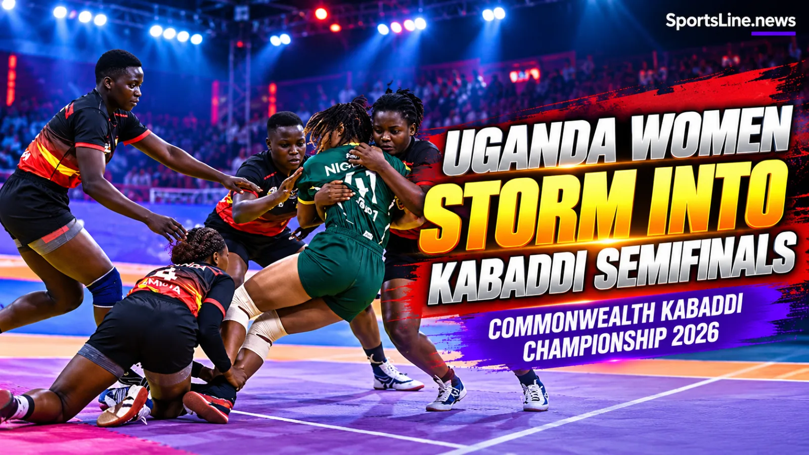 Uganda’s She Gladiators celebrate reaching the women’s semifinals of the 2026 Commonwealth Kabaddi Championship.