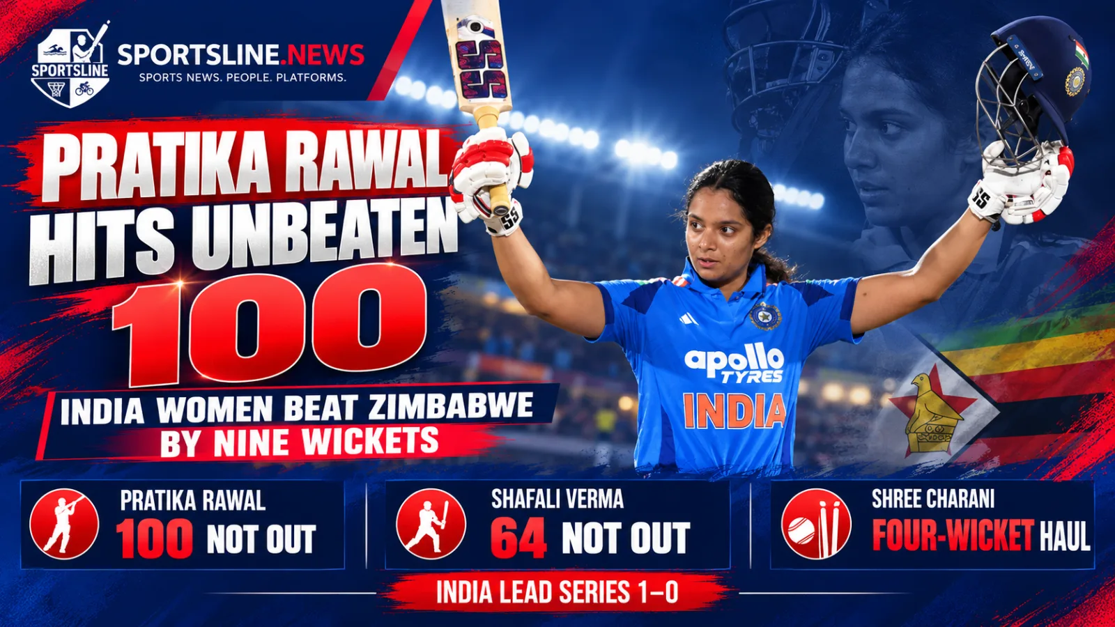 Pratika Rawal and Shafali Verma powered India’s nine-wicket win over Zimbabwe in the first ODI at Vadodara on October 23, 2026.