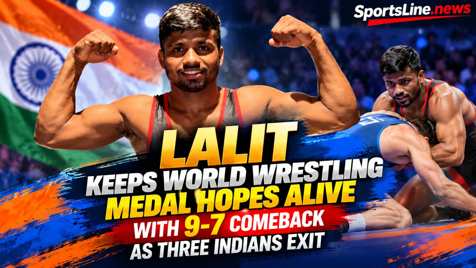 Lalit kept India’s 55kg Greco-Roman medal hopes alive with a 9-7 comeback win at the World Wrestling Championships.