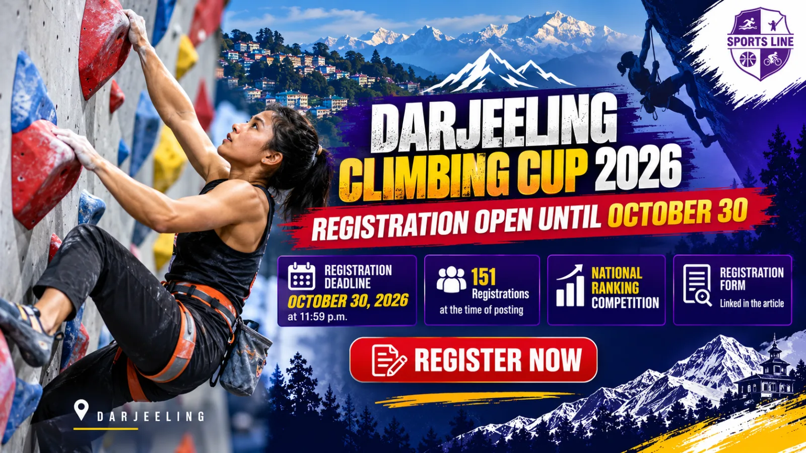 HMI Darjeeling’s announcement for the Darjeeling Climbing Cup 2026 says registration closes on October 30 at 11:59 p.m.