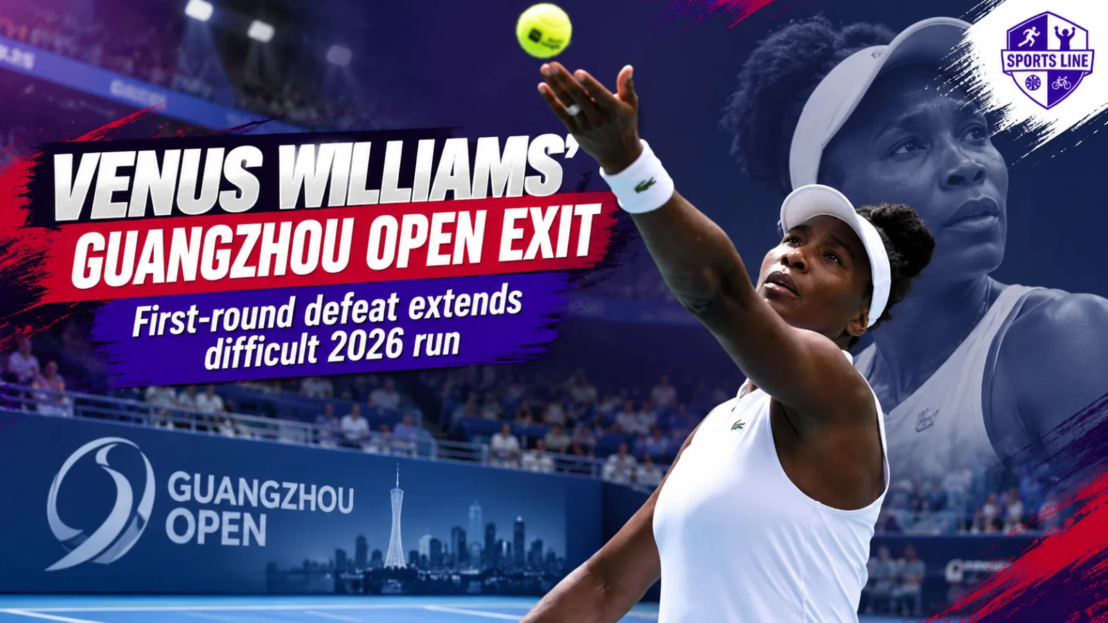 Venus Williams’ singles campaign at the Guangzhou Open ended with a straight-sets defeat to Lilli Tagger.