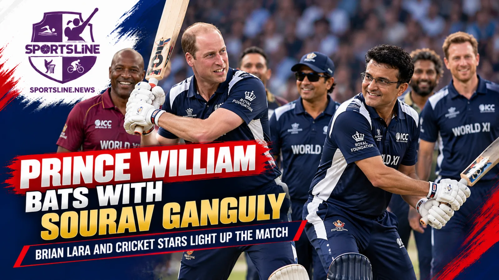 Prince William joins Sourav Ganguly, Ajinkya Rahane and Brian Lara for a friendly cricket session on The Mall in London ahead of the Earthshot Prize ceremony in Mumbai.