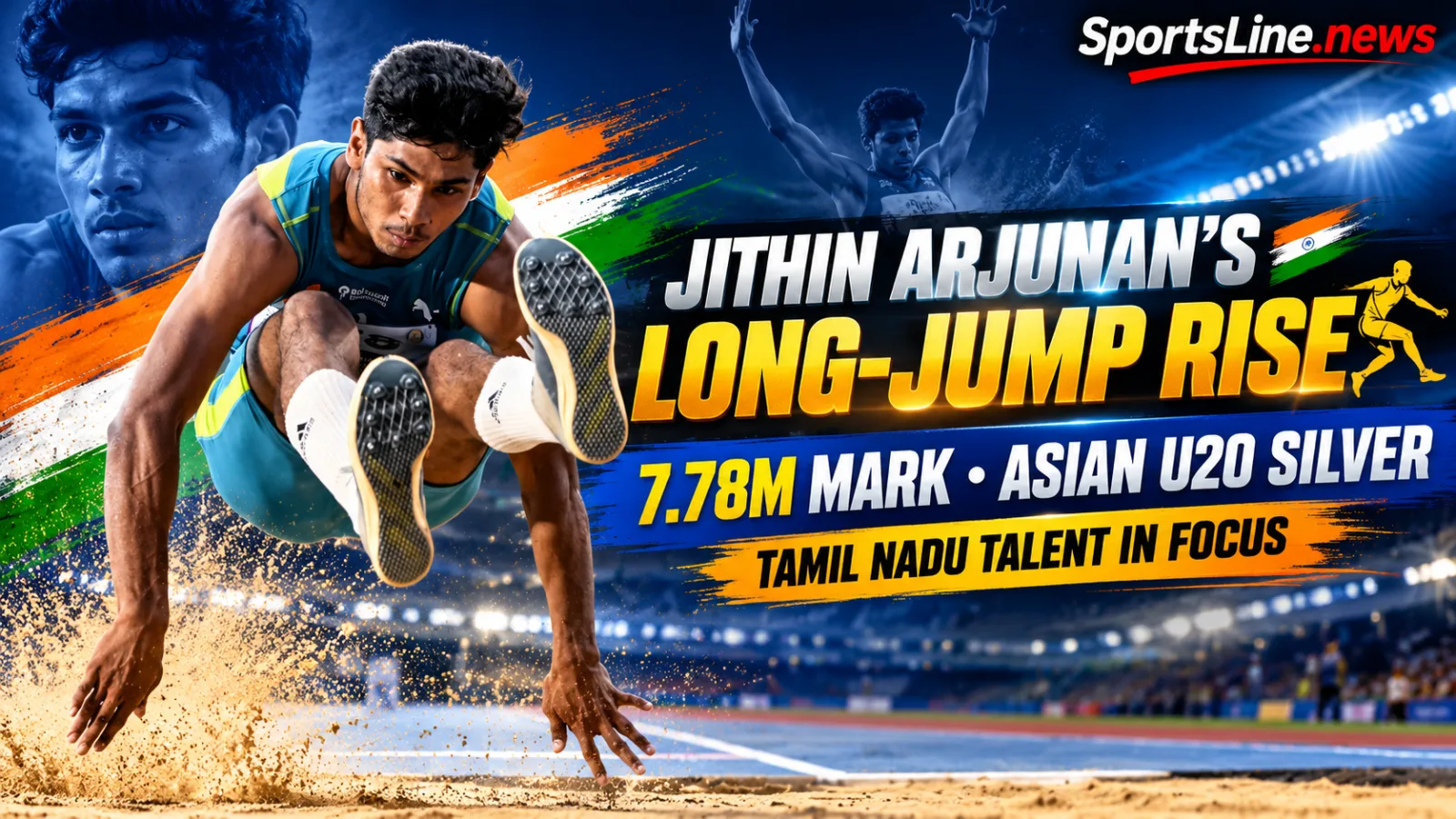 Tamil Nadu long jumper R.C. Jithin Arjunan, who won silver in the men’s long jump at the 2026 Asian U20 Athletics Championships.