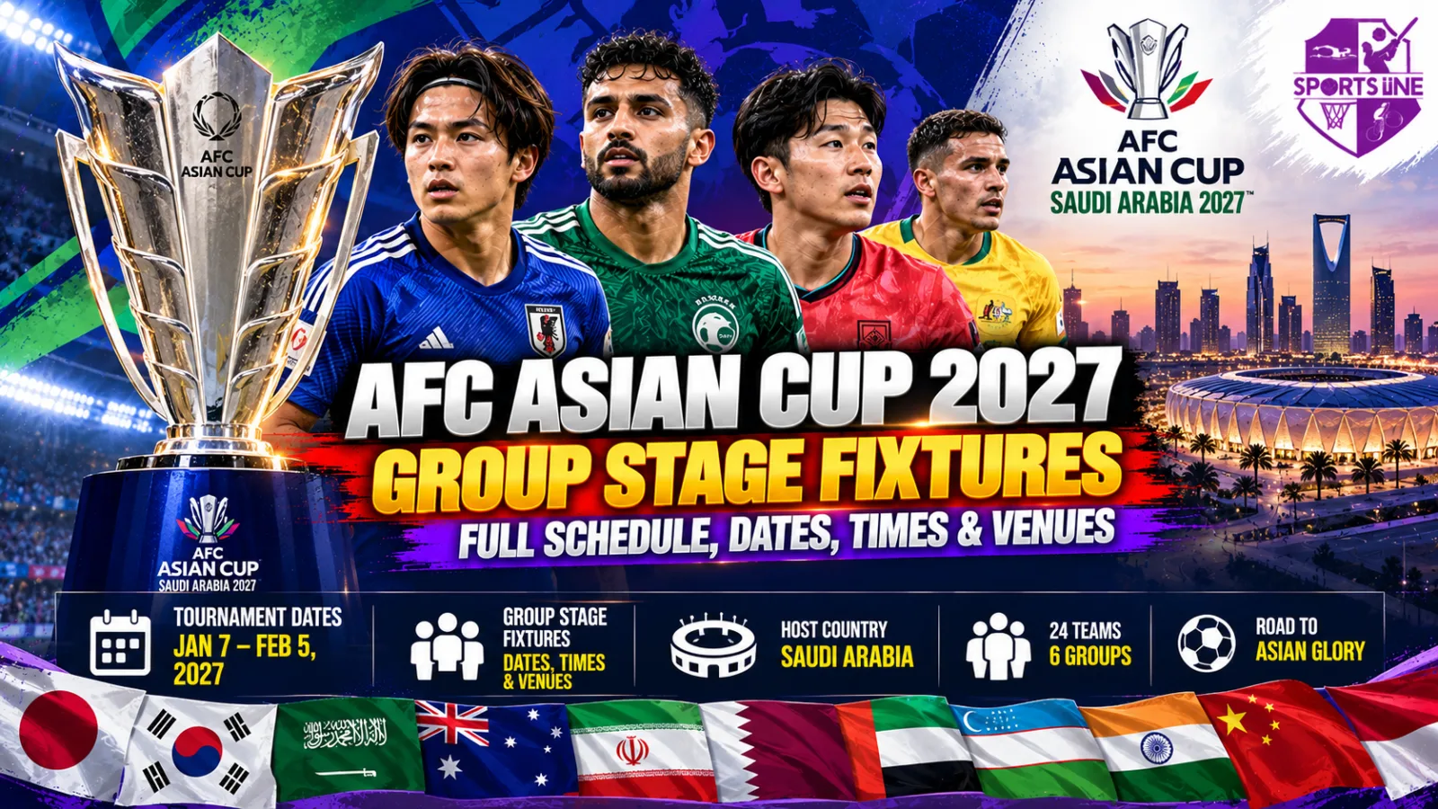 The AFC has finalised the match schedule for the 2027 Asian Cup in Saudi Arabia.