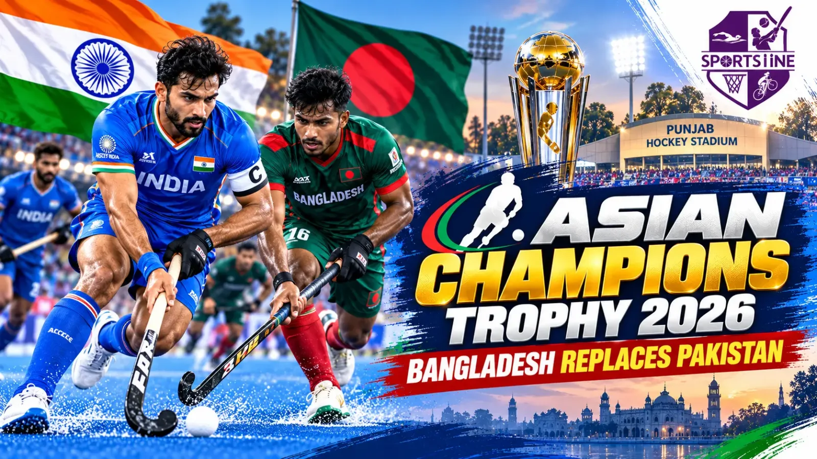 The 2026 Men’s Asian Champions Trophy will take place in Punjab, with Bangladesh replacing Pakistan in the six-team tournament.