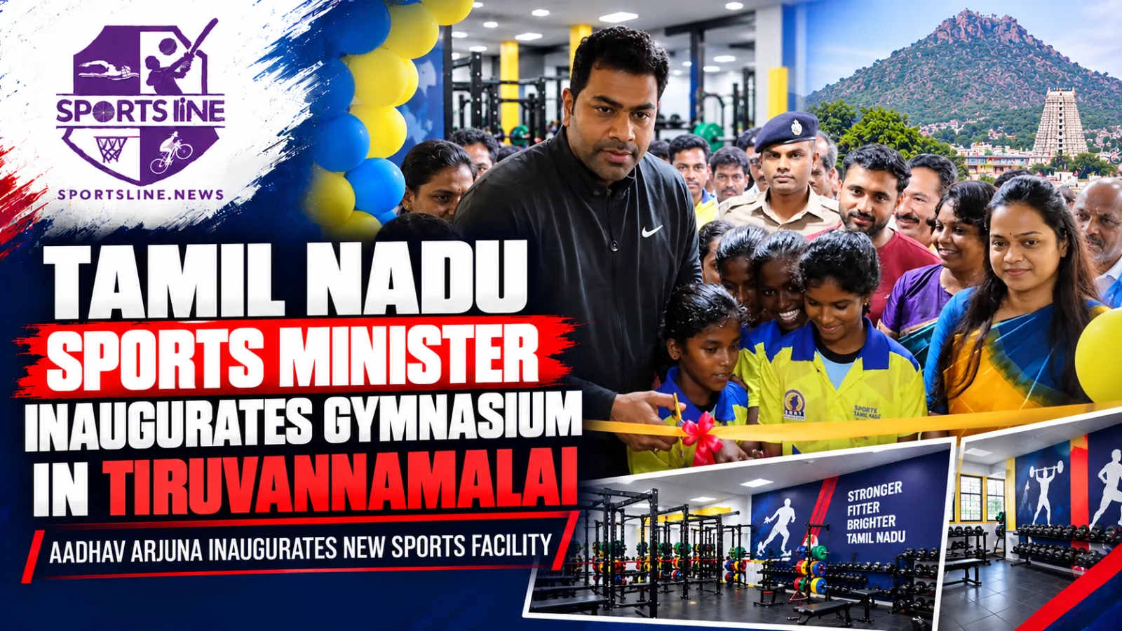 Tamil Nadu Sports Minister Aadhav Arjuna during the inauguration of the renovated gymnasium at the district sports stadium in Tiruvannamalai.