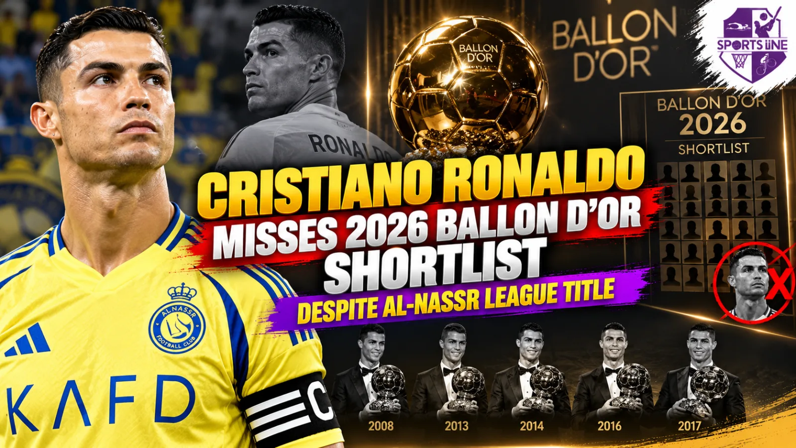 Cristiano Ronaldo was not named among the 30 nominees for the 2026 men’s Ballon d’Or.