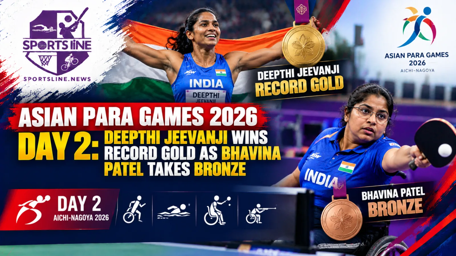 Indian athletes Deepthi Jeevanji, Bhavina Patel and Sheetal Devi during the Aichi-Nagoya 2026 Asian Para Games.