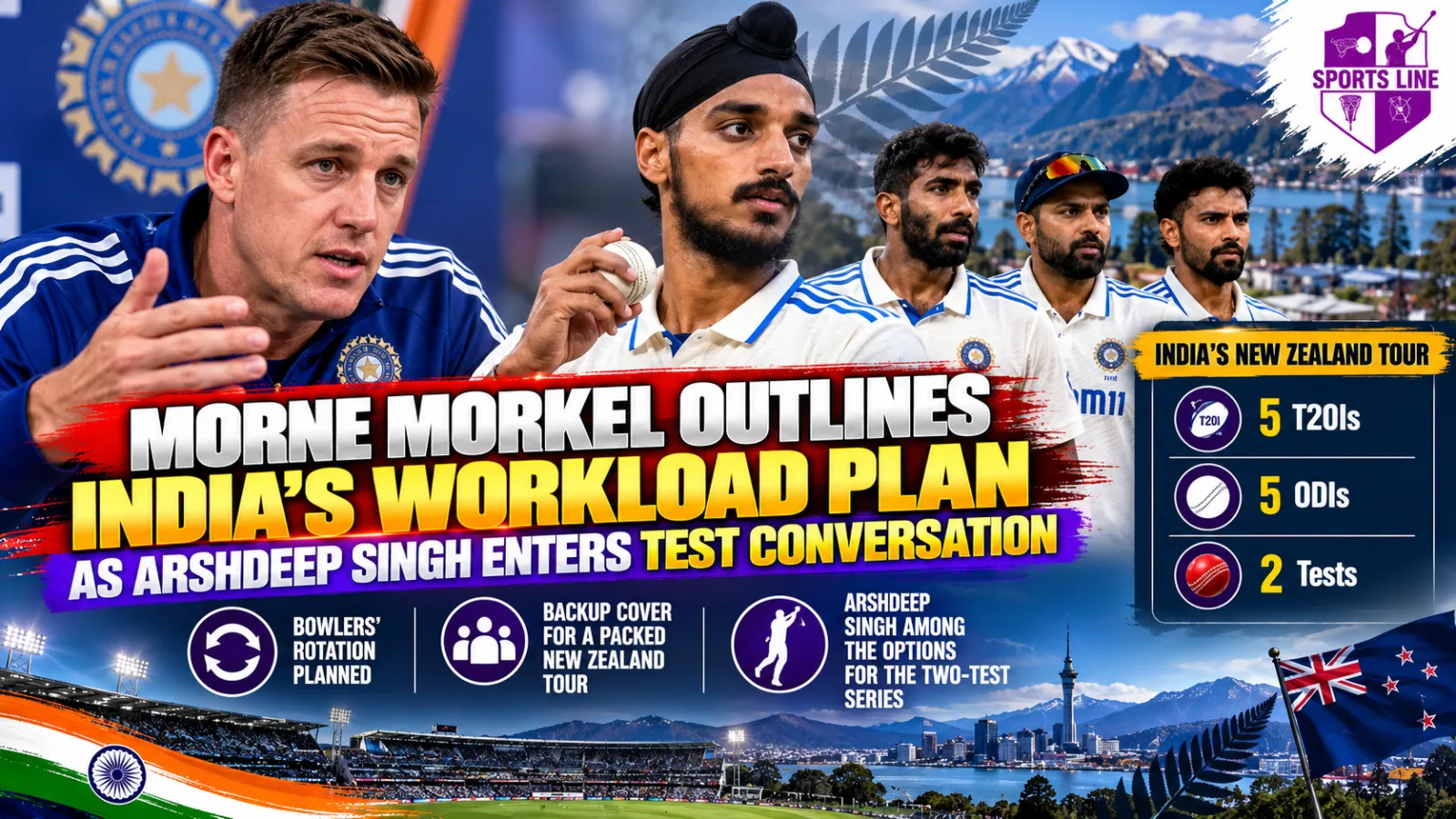 India bowling coach Morne Morkel has outlined a workload-management plan for the New Zealand tour, with Arshdeep Singh among the possible Test cover options.