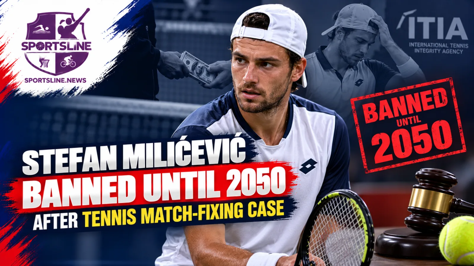 Serbian tennis player Stefan Milićević has been suspended until October 2050 by the International Tennis Integrity Agency. Photo credit: Needs verification.