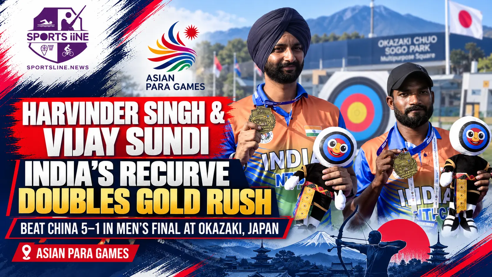 Harvinder Singh and Vijay Sundi won men’s recurve doubles gold at the Asian Para Games 2026.